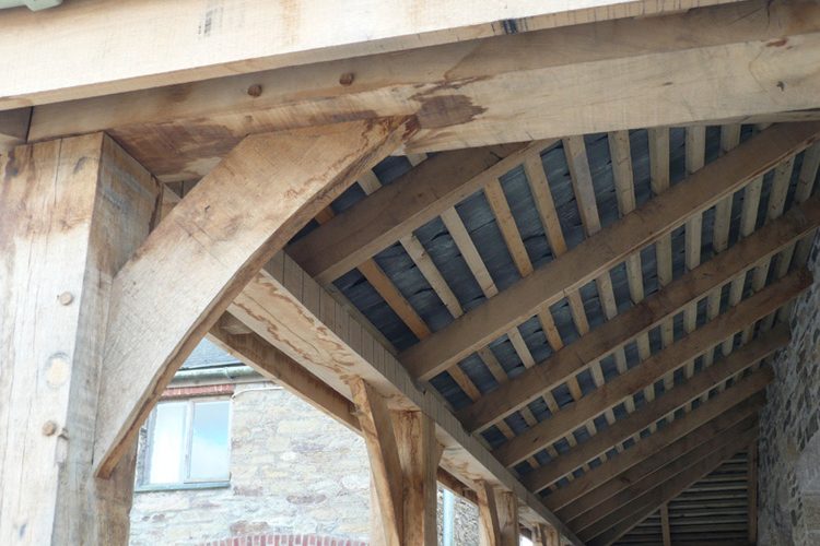 Beams in traditional awning in Cornwall - Residential Architects in Cornwall, Truro